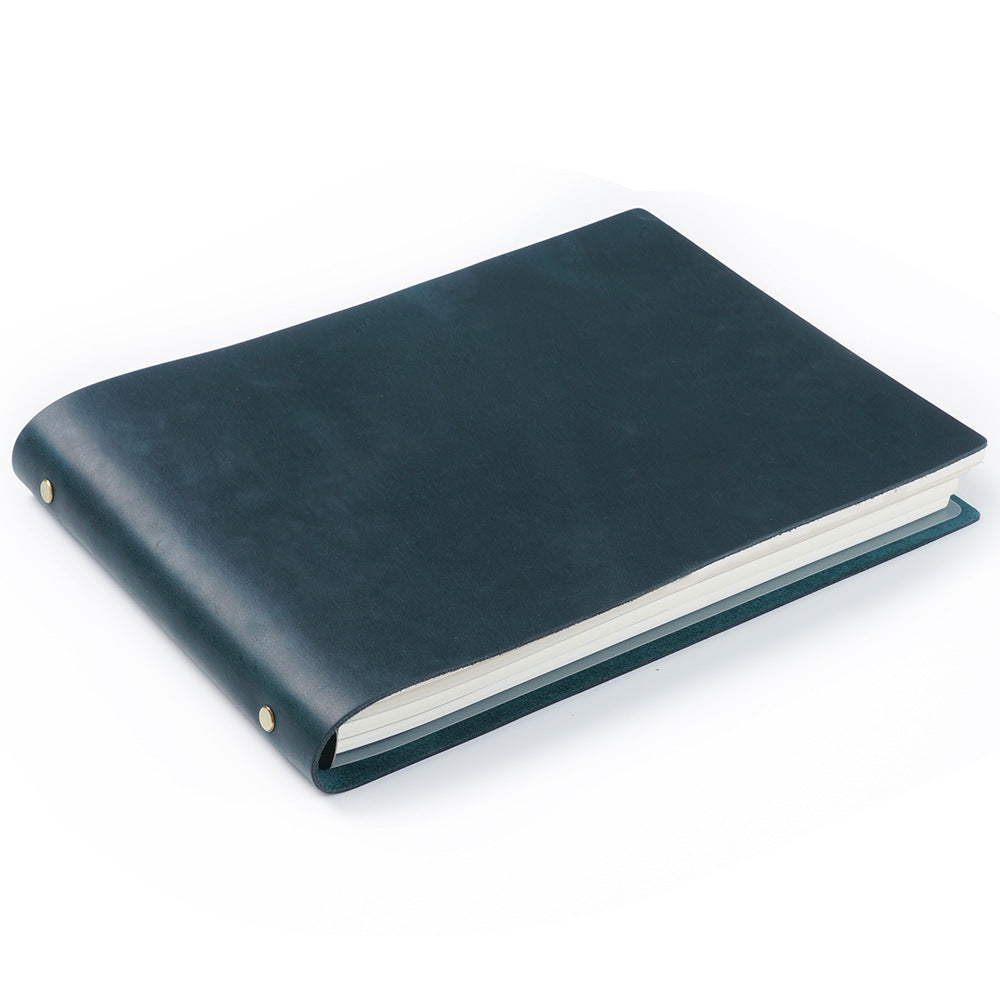 Wholesale First Layer Cowhide A4 Horizontal Handmade Retro Notebook